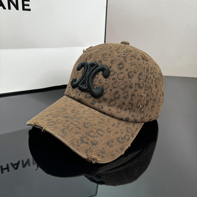 Personalized embroidered leopard cap