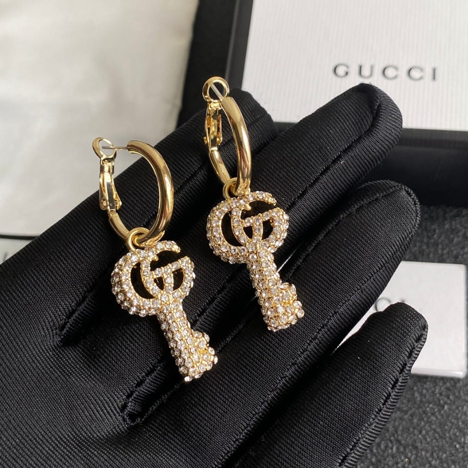 Double G Diamond Key Earrings