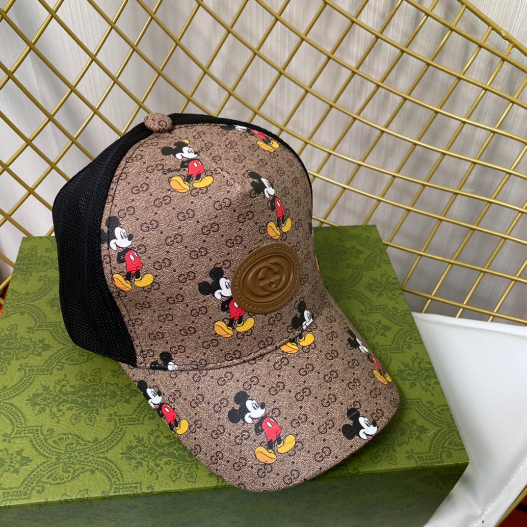 Cartoon Leather Patchwork Mesh Baseball Cap