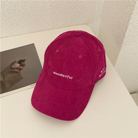 Solid color corduroy alphabet baseball cap