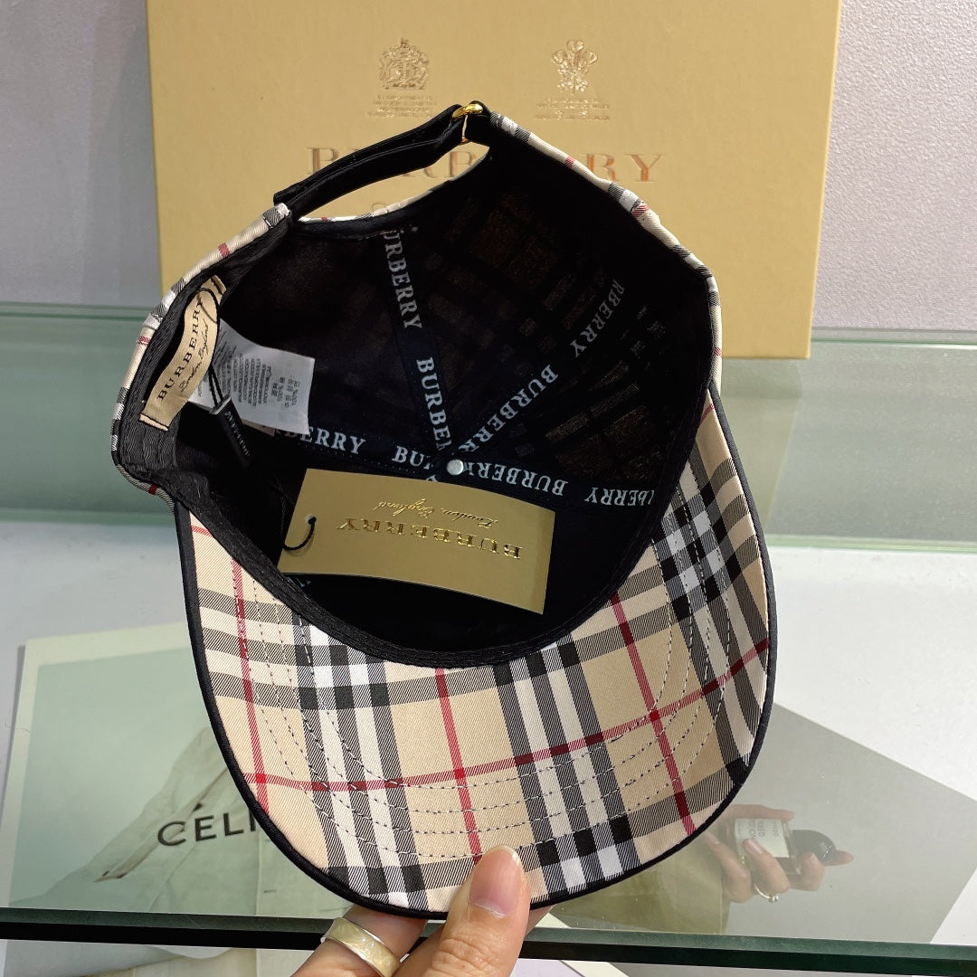 Classic Check Embroidered Letter Baseball Cap