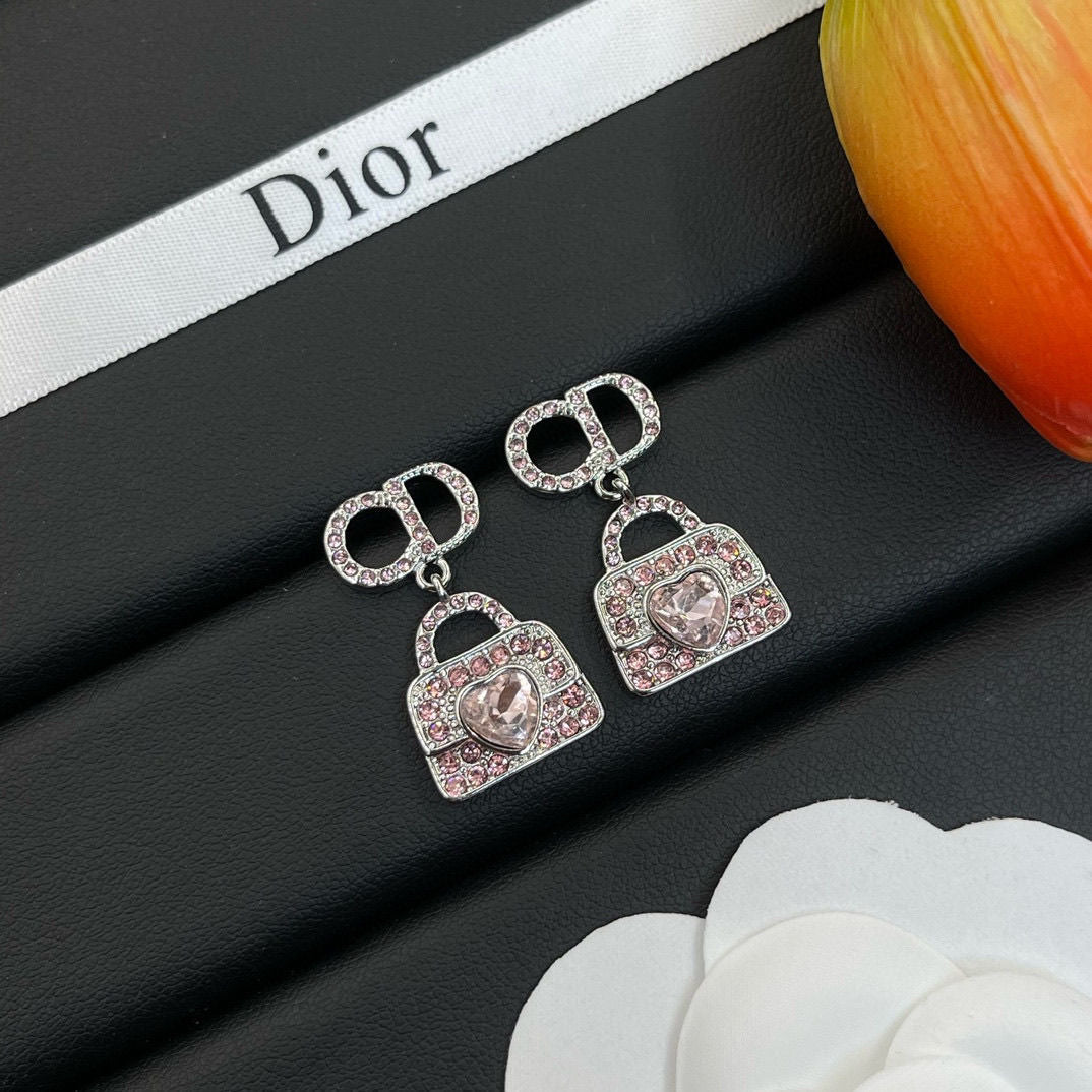 Fashionable Rhinestone Bag Pendant Earrings