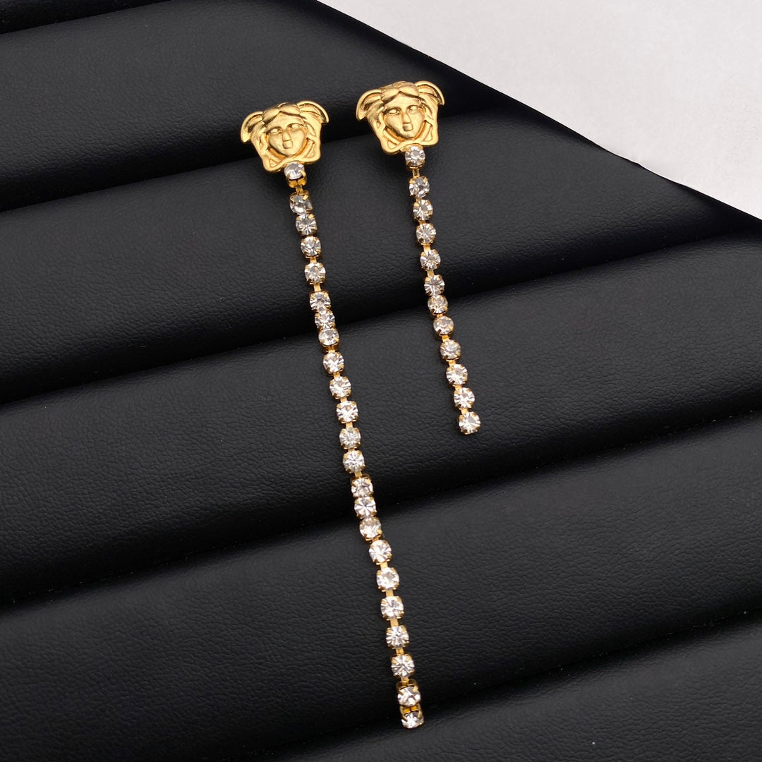 Fashion Crystal Long Chain Earrings