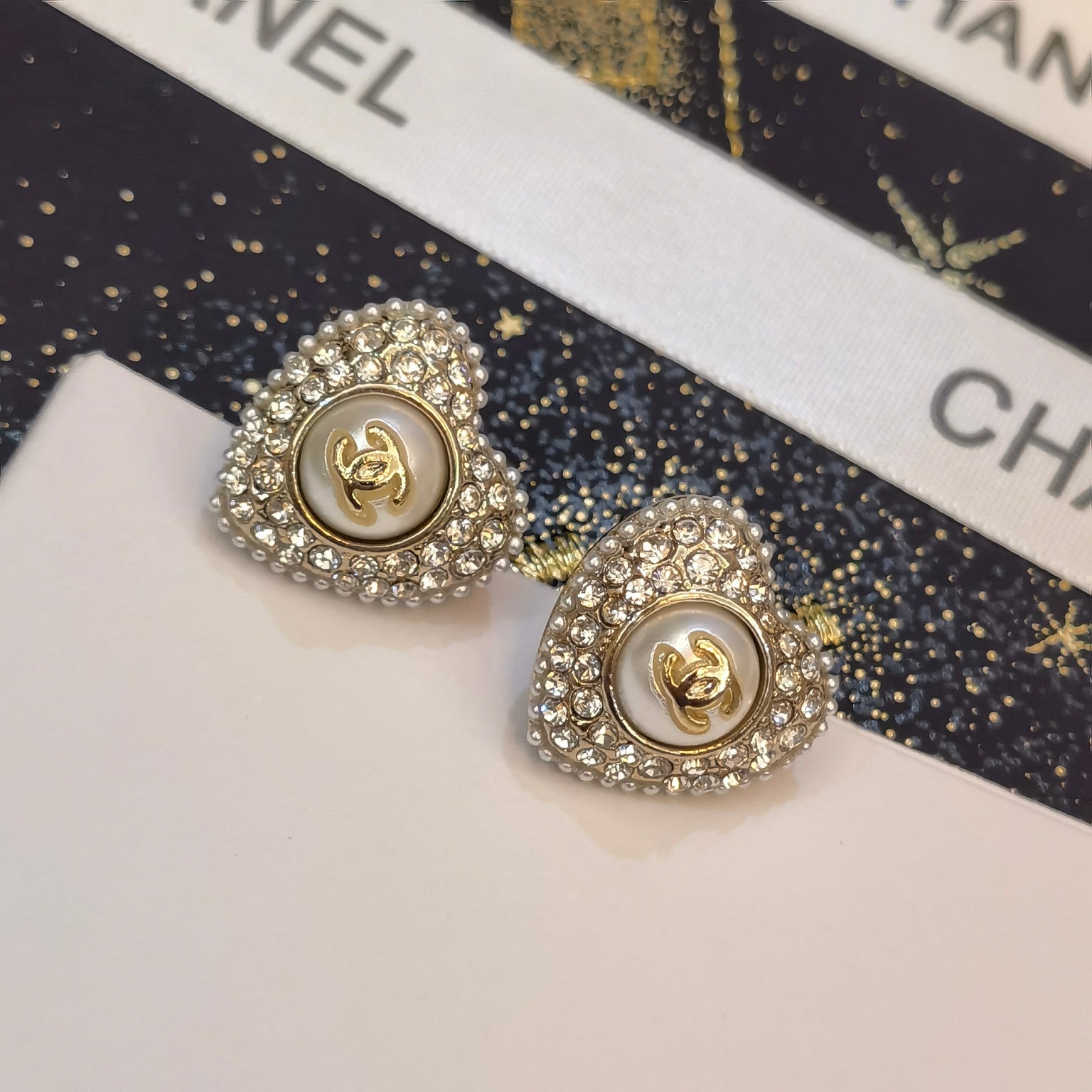 Vintage Diamond Heart Stud Earrings