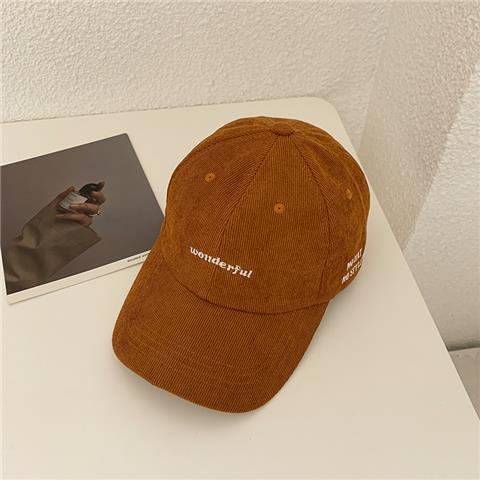 Solid color corduroy alphabet baseball cap