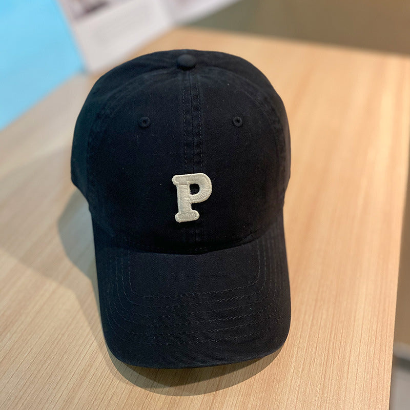 solid color retro lowercase P-shaped baseball cap