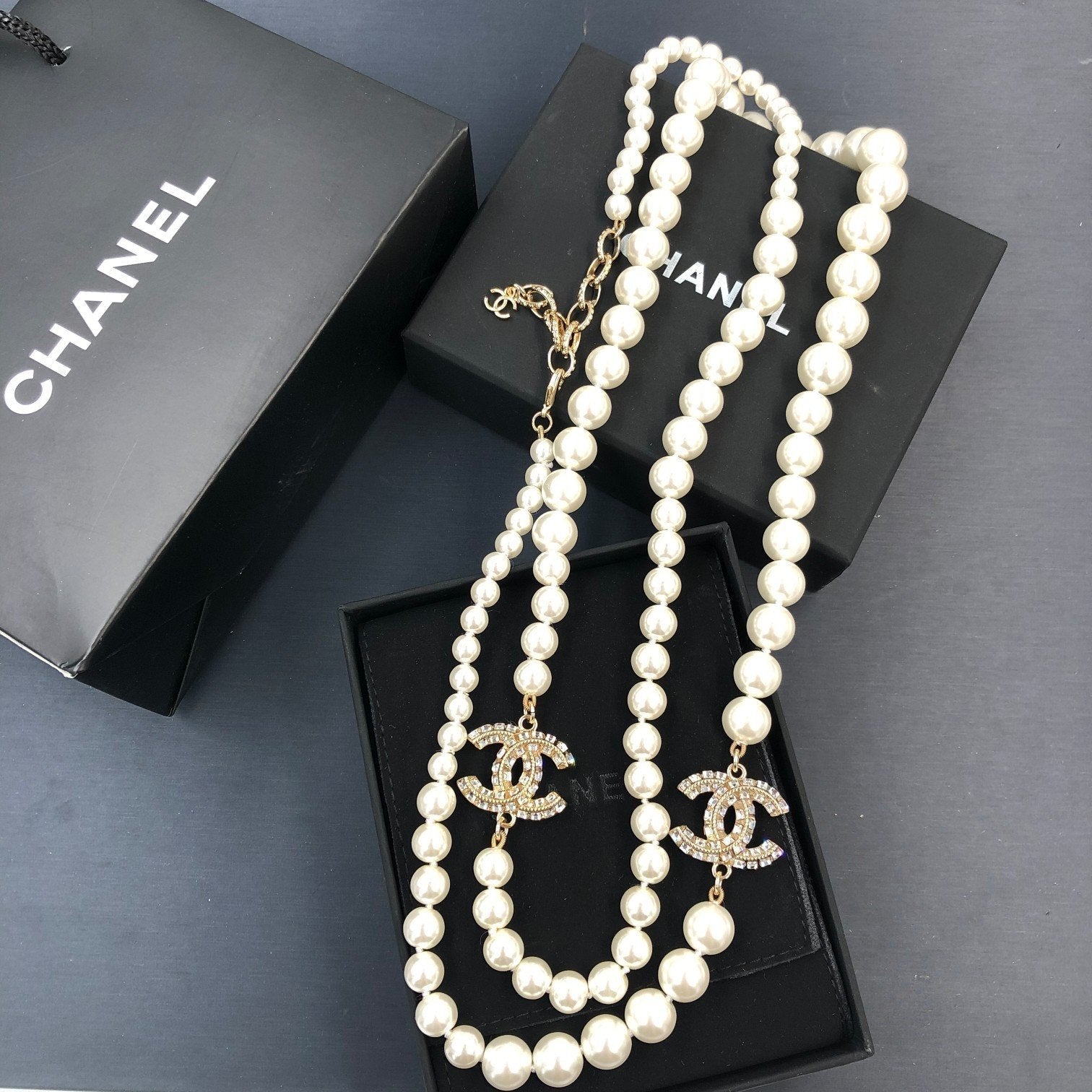 Fashion Rhinestone Pearl Necklace