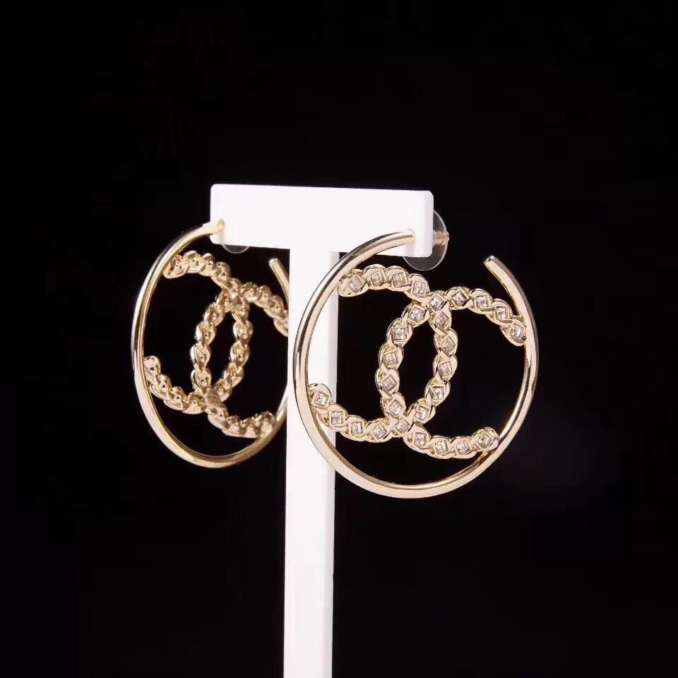 Fashion Big Circle Rhinestone Earrings