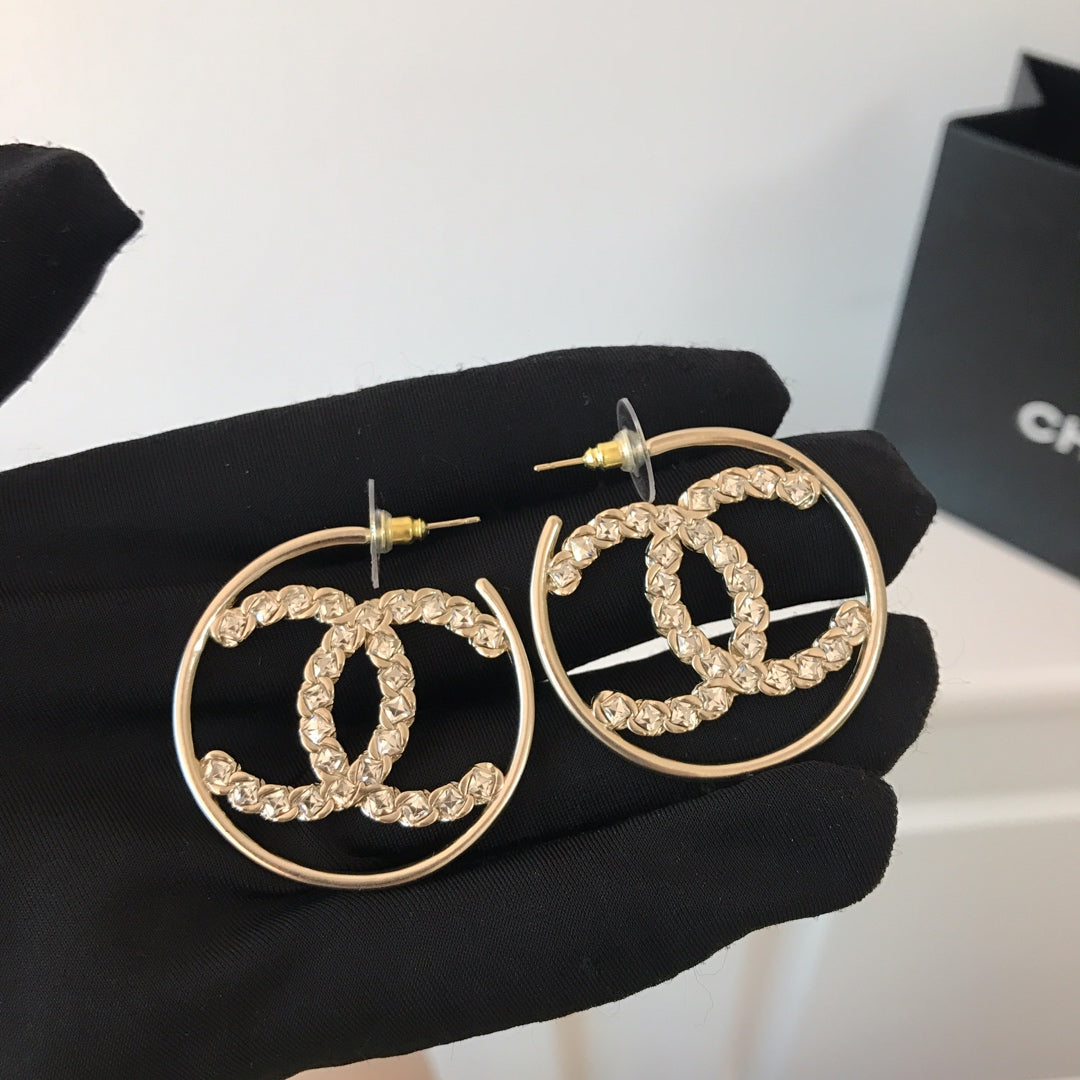 Fashion Big Circle Rhinestone Earrings