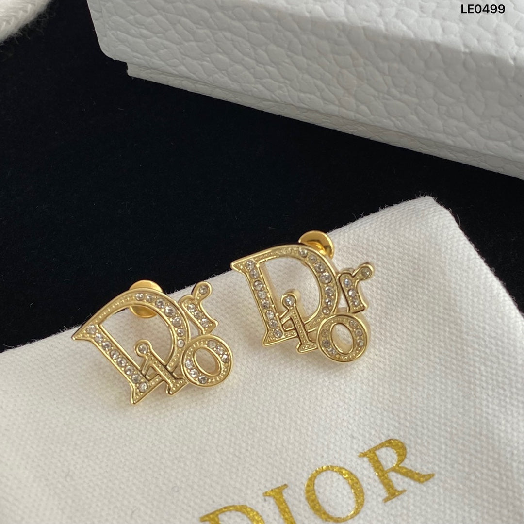 Luxury Letter Rhinestone Stud Earrings