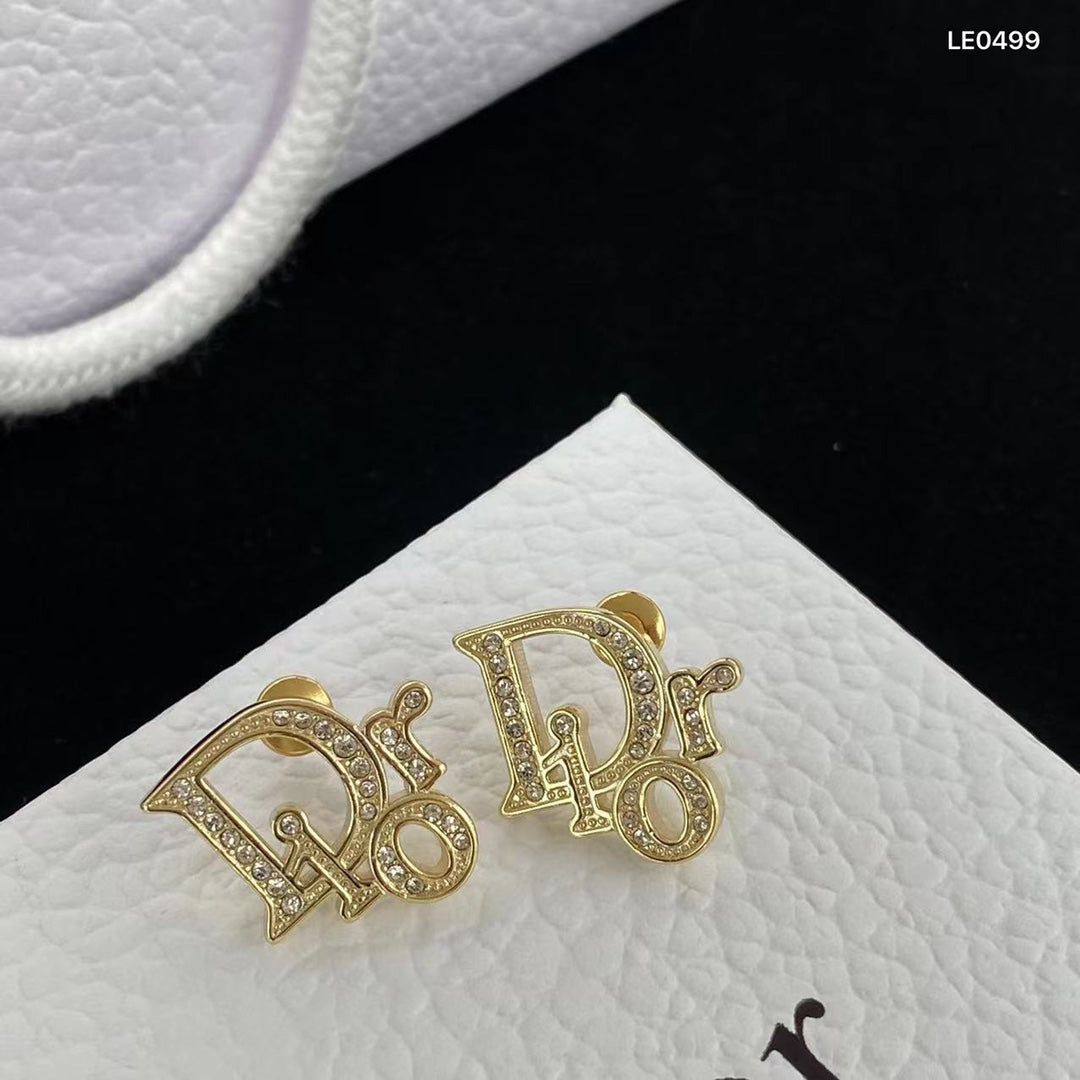 Luxury Letter Rhinestone Stud Earrings