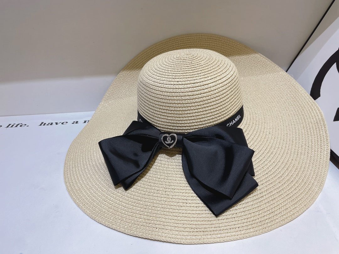 13 color bow knot big brim hat