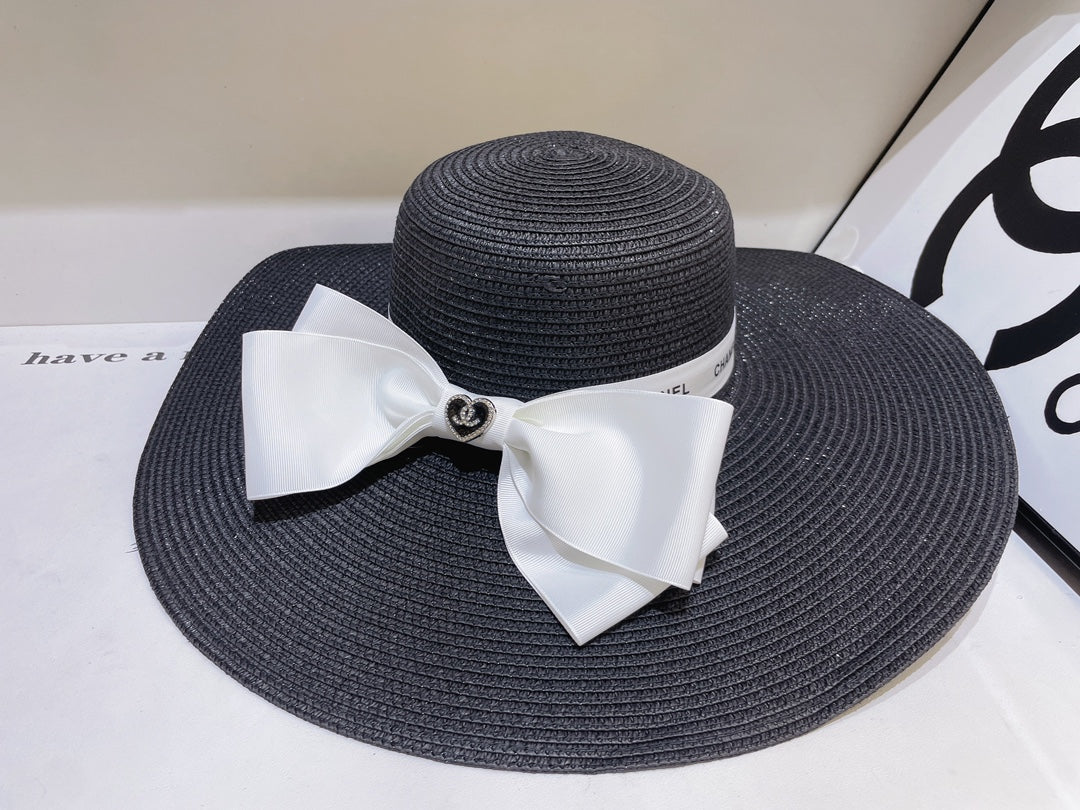 13 colors white bow big brim hat