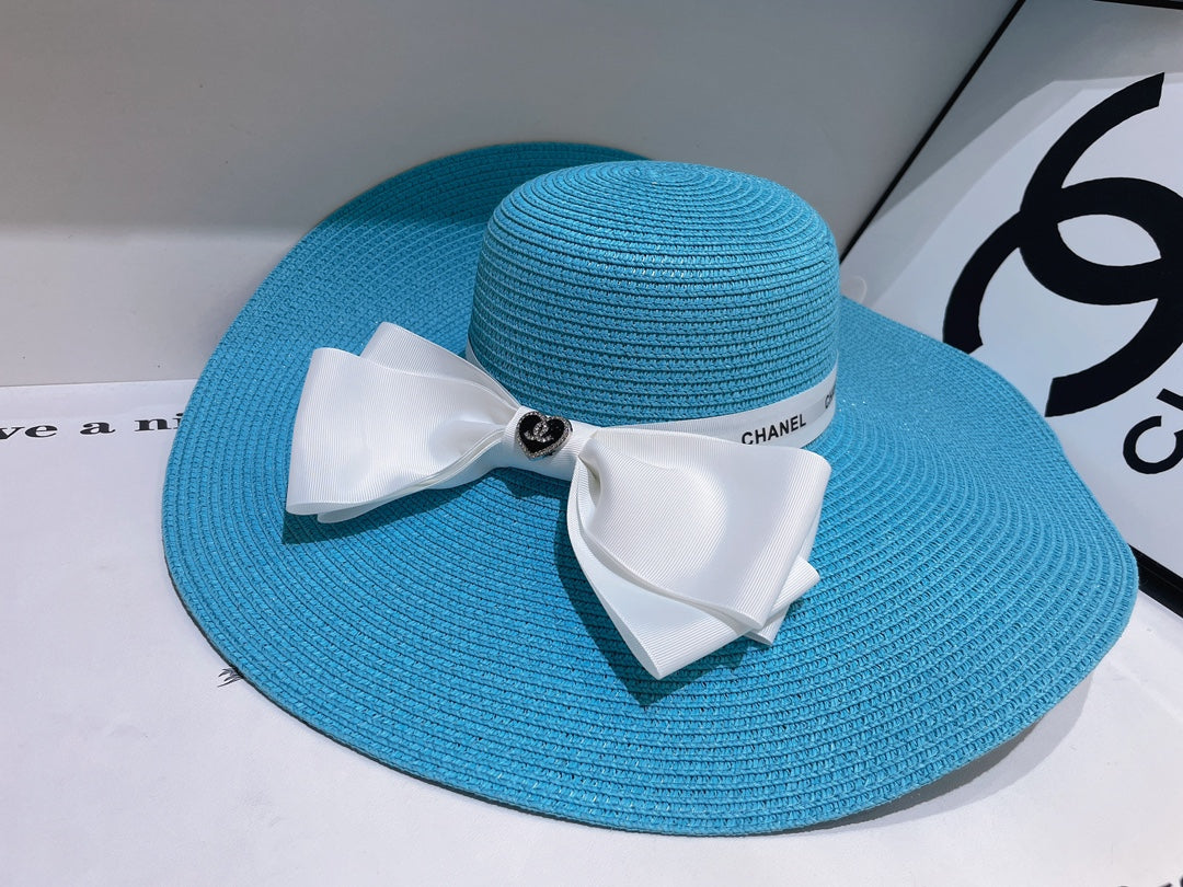 13 colors white bow big brim hat