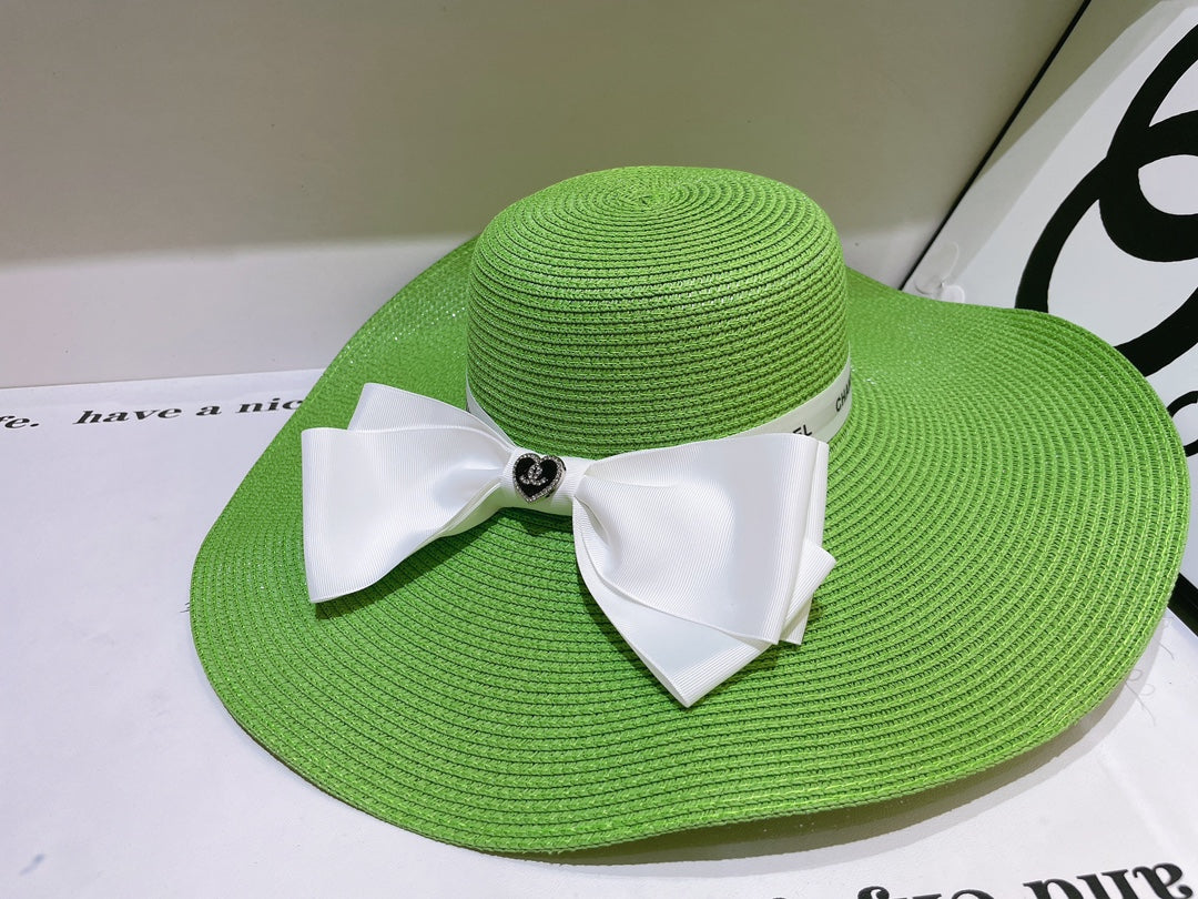 13 colors white bow big brim hat