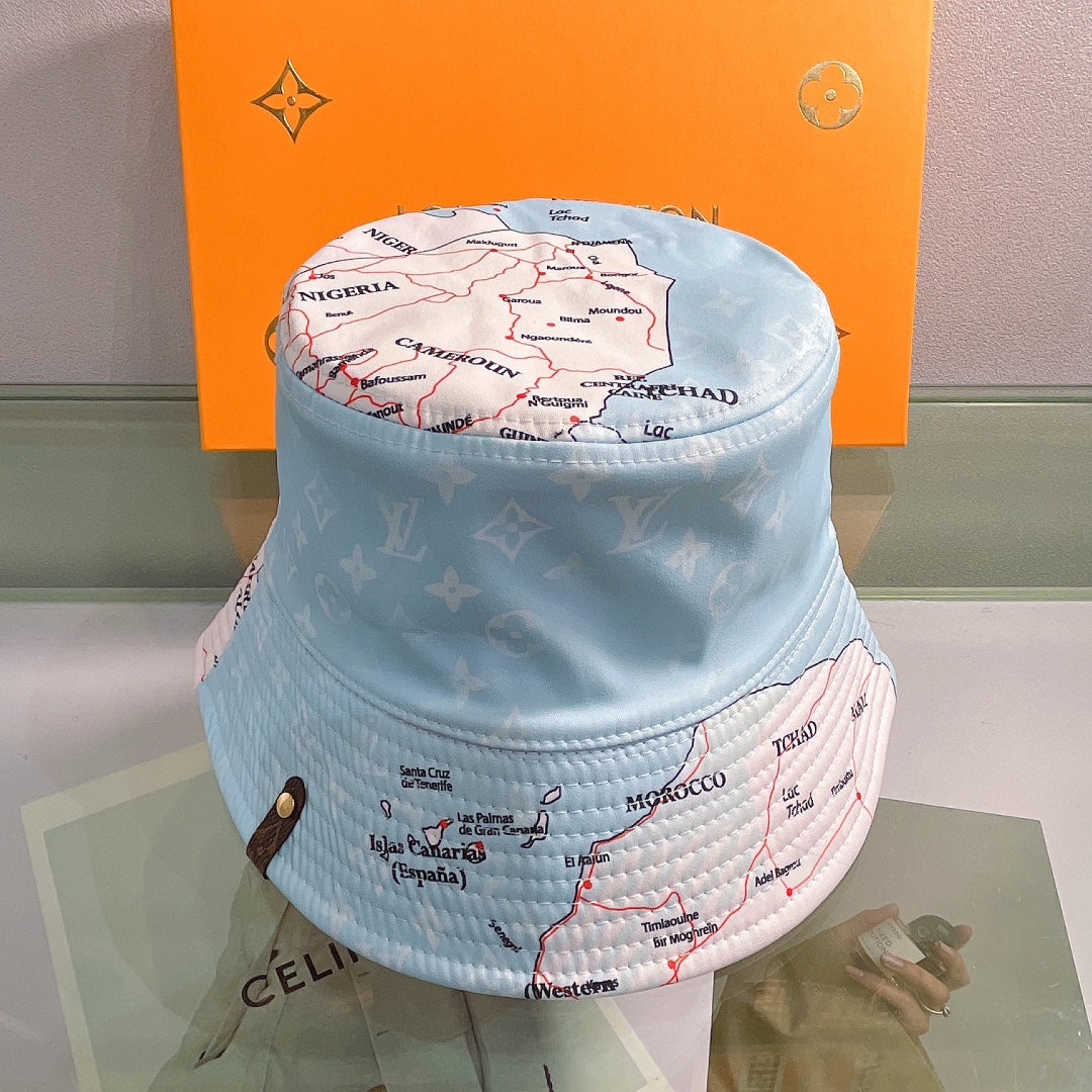 Map Monogram Double Sided Bucket Hat