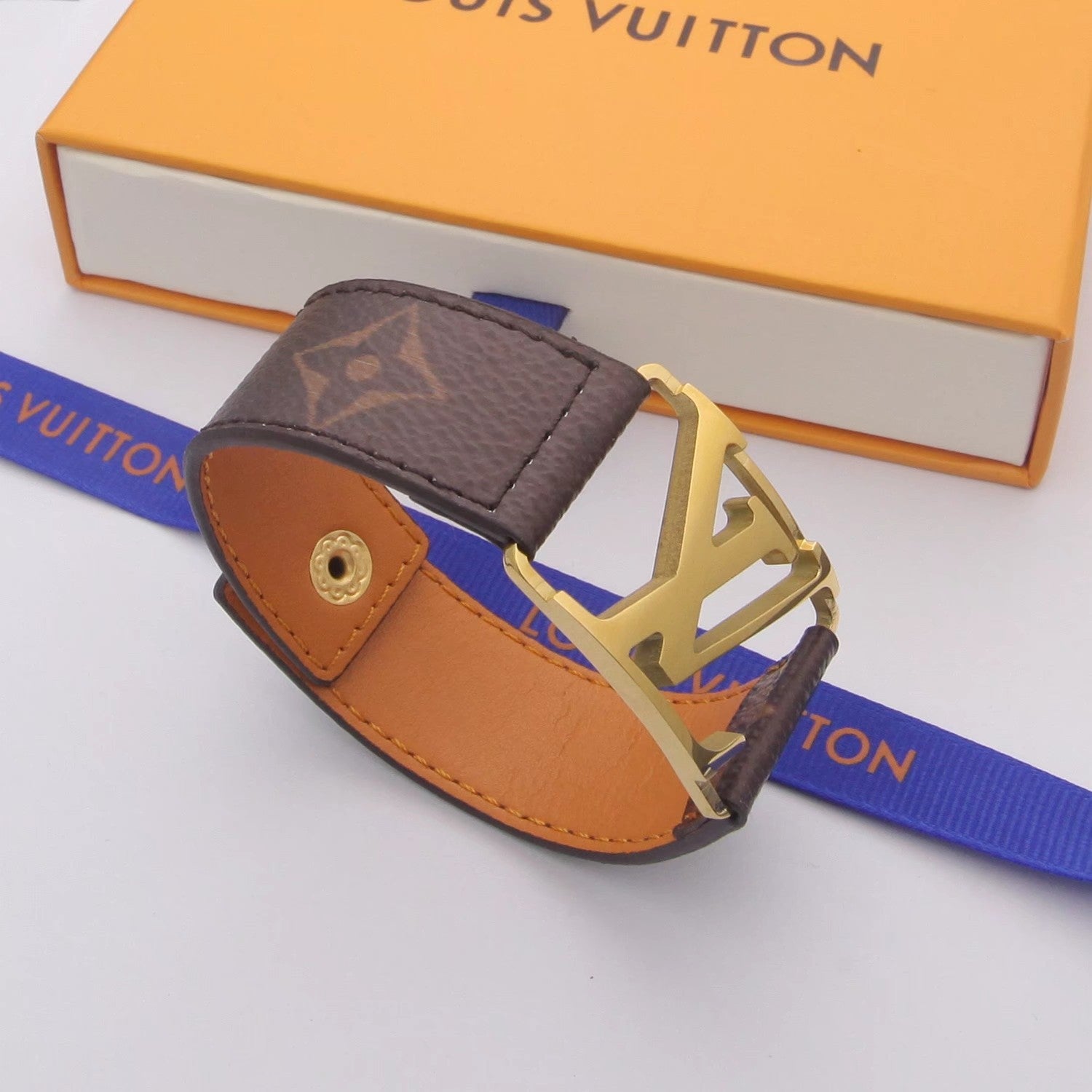 Printed Cutout Logo Leather Bracelet