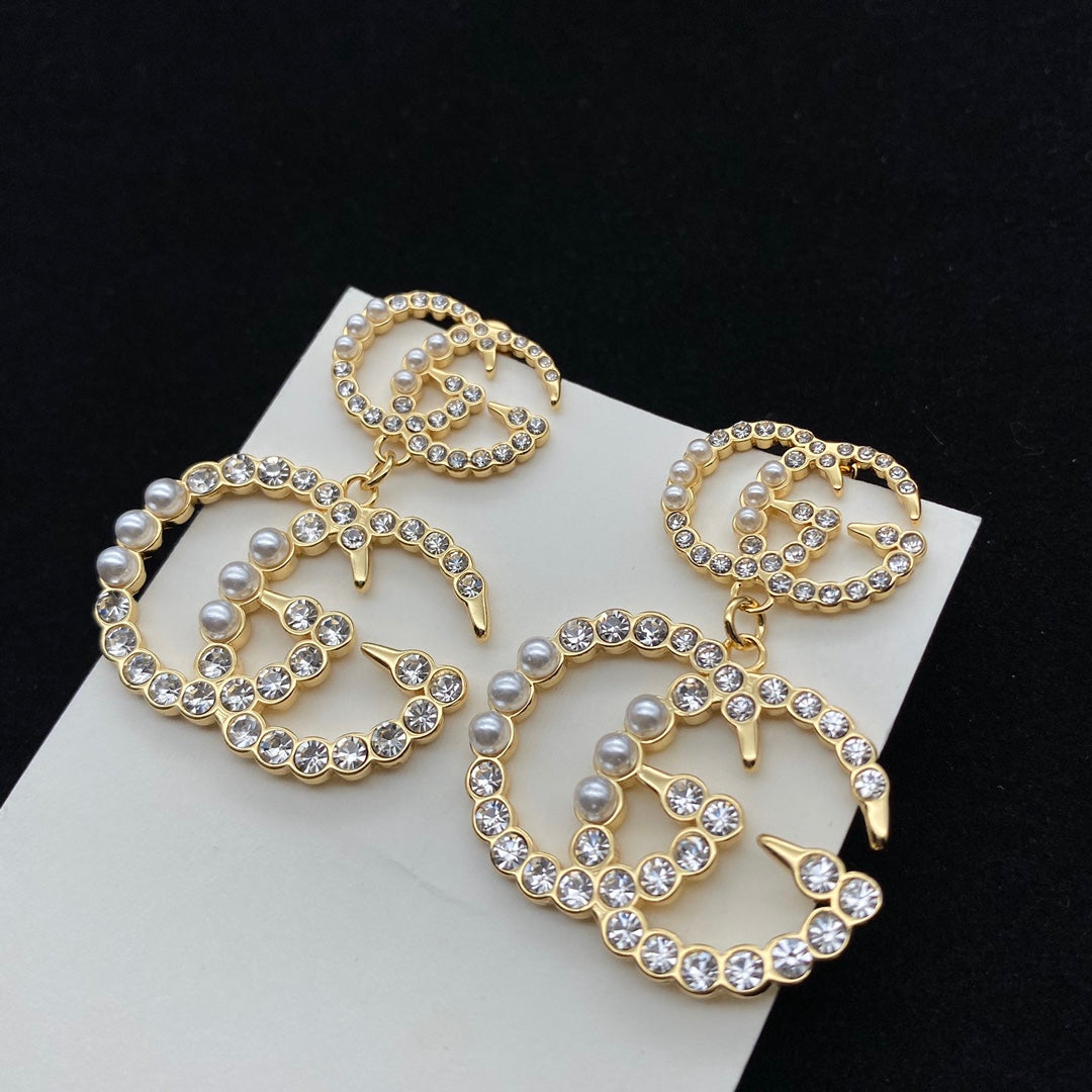 Pearl Diamond Panel Earrings