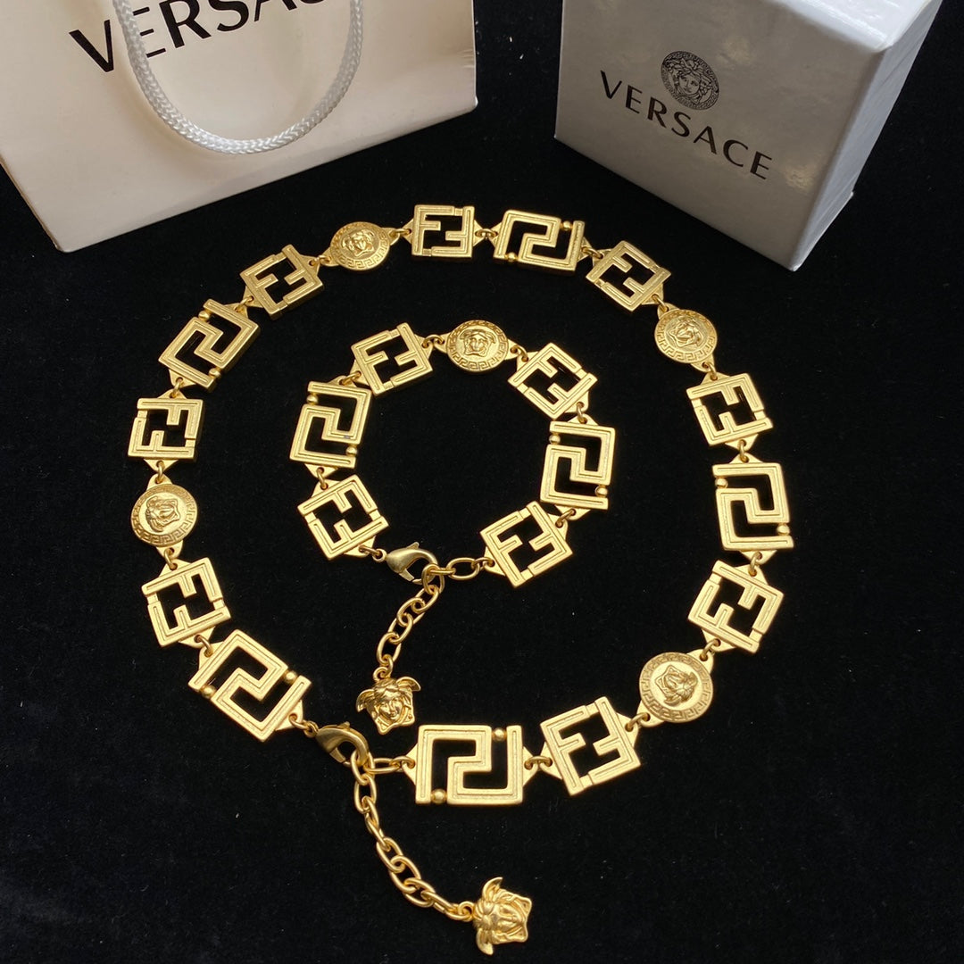 Vintage Maze Bracelet Necklace Set