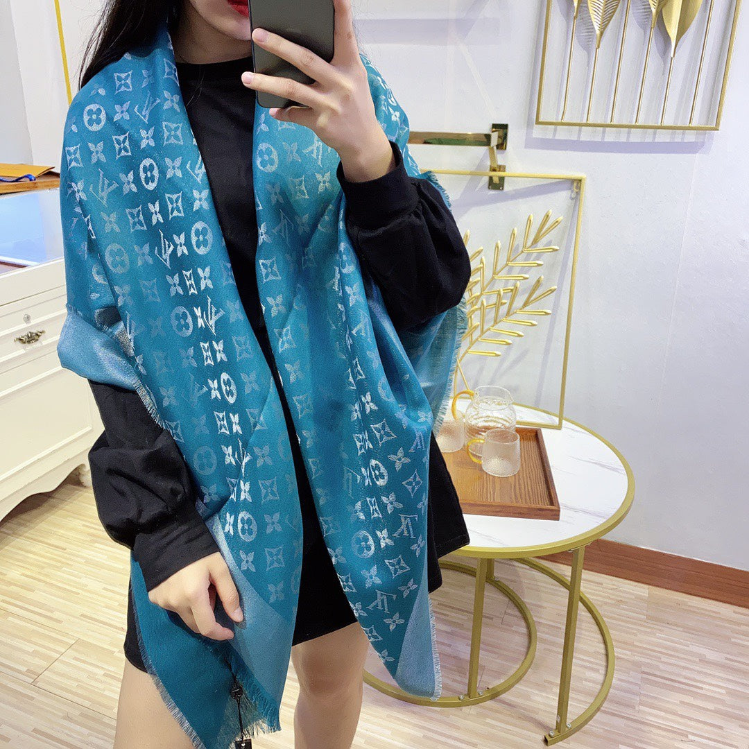 Silk wool square shawl scarf