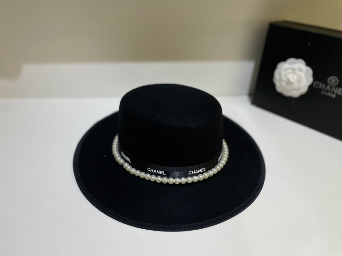 Camellia Wool Flat Top Hat