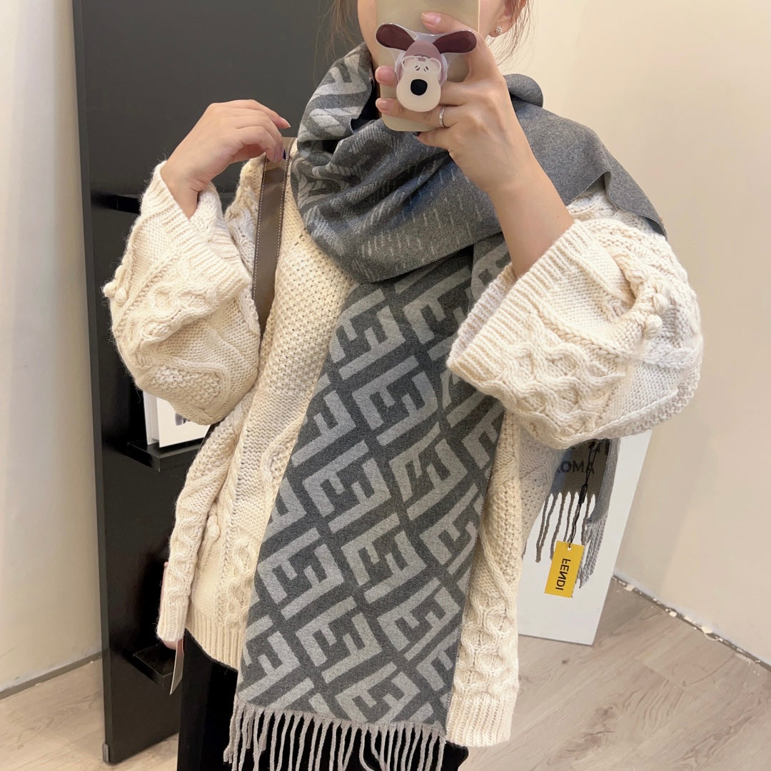 double sided cashmere scarf-180*35cm