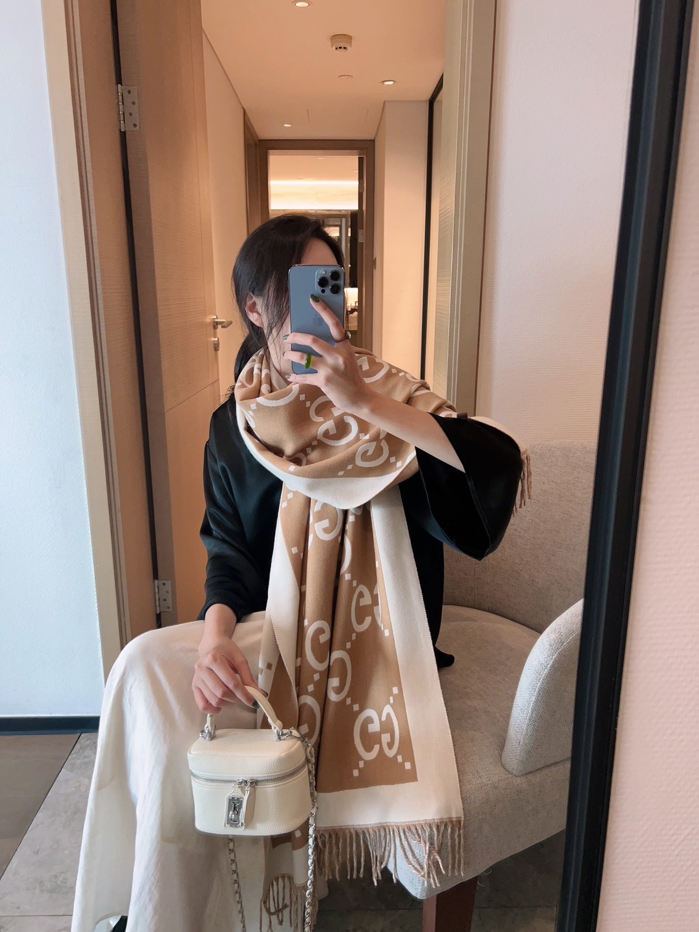 double sided cashmere scarf-195*65cm