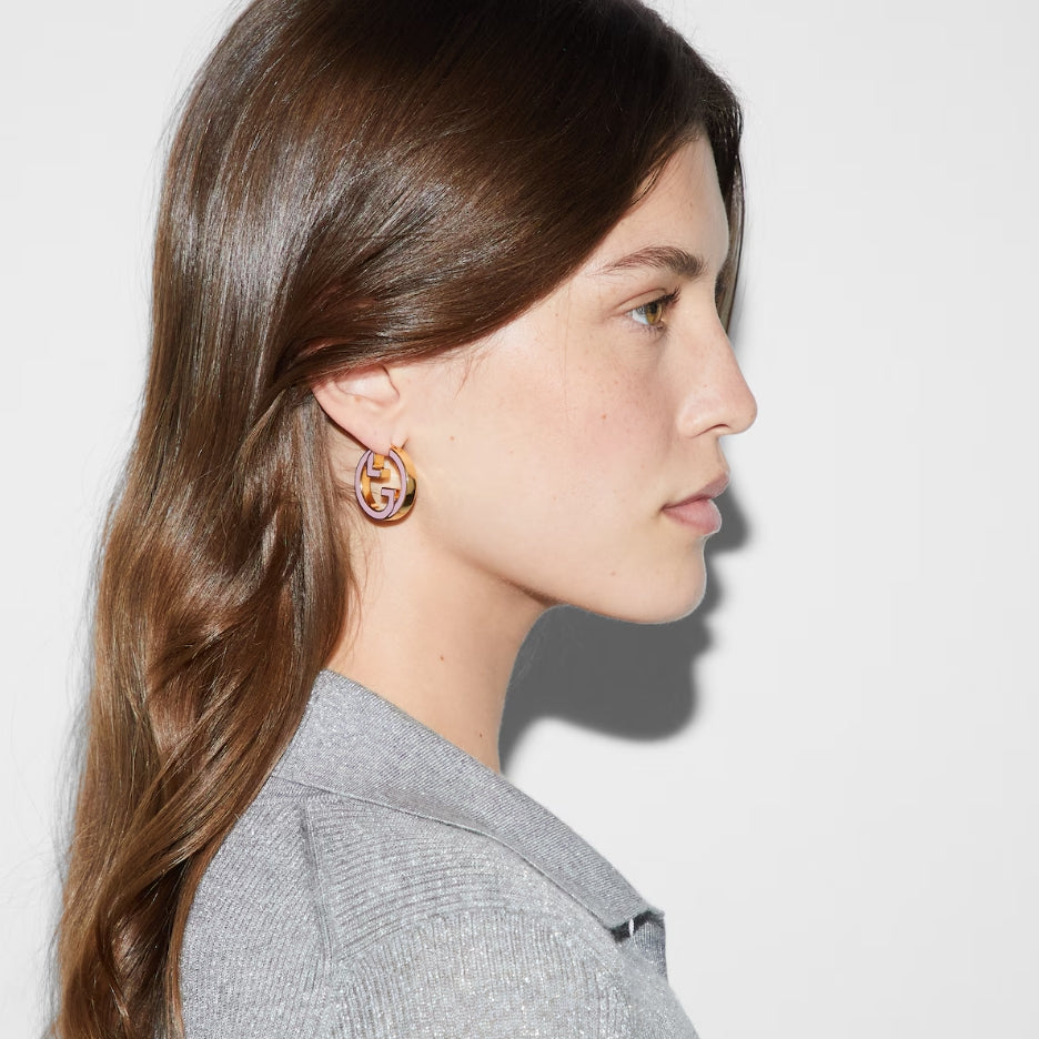 Enamel Cut-out Round Hoop Earrings