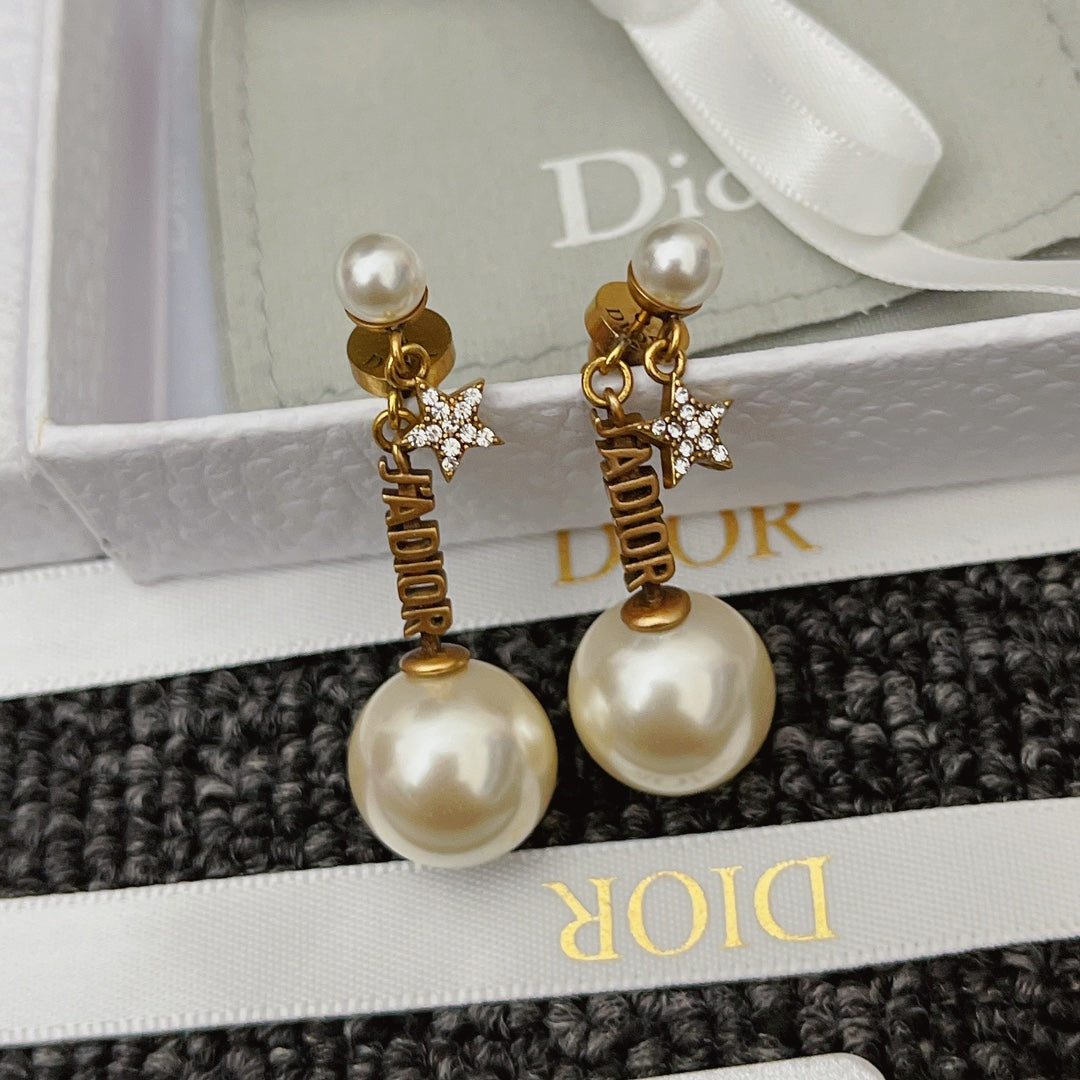 Premium Star Pearl Alphabet Earrings