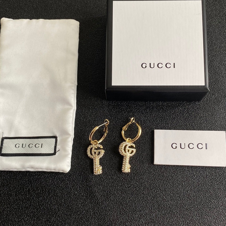 Double G Diamond Key Earrings