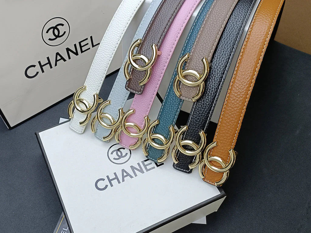 8 Colors luxury double C multi-color lychee leather belt