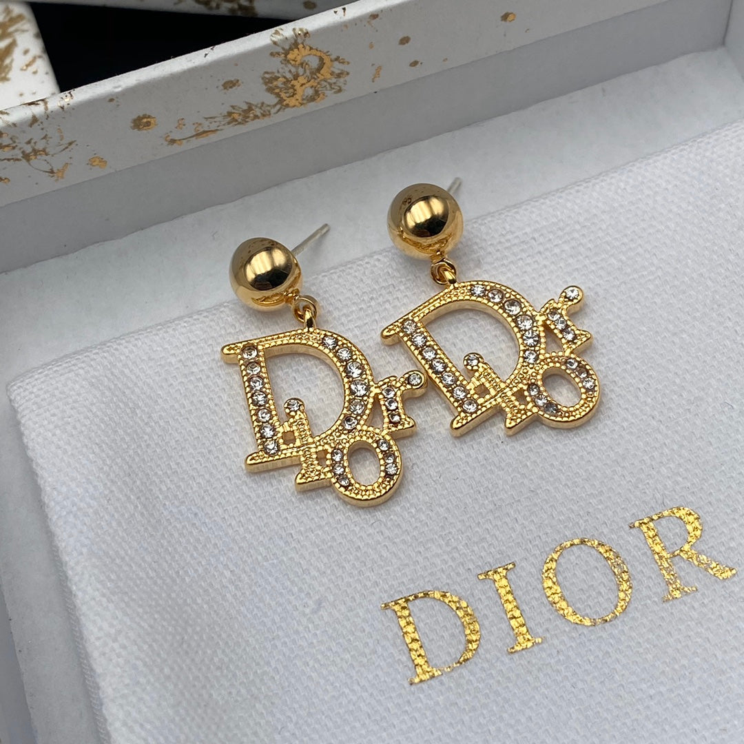 Versatile Crystal Diamond Alphabet Earrings