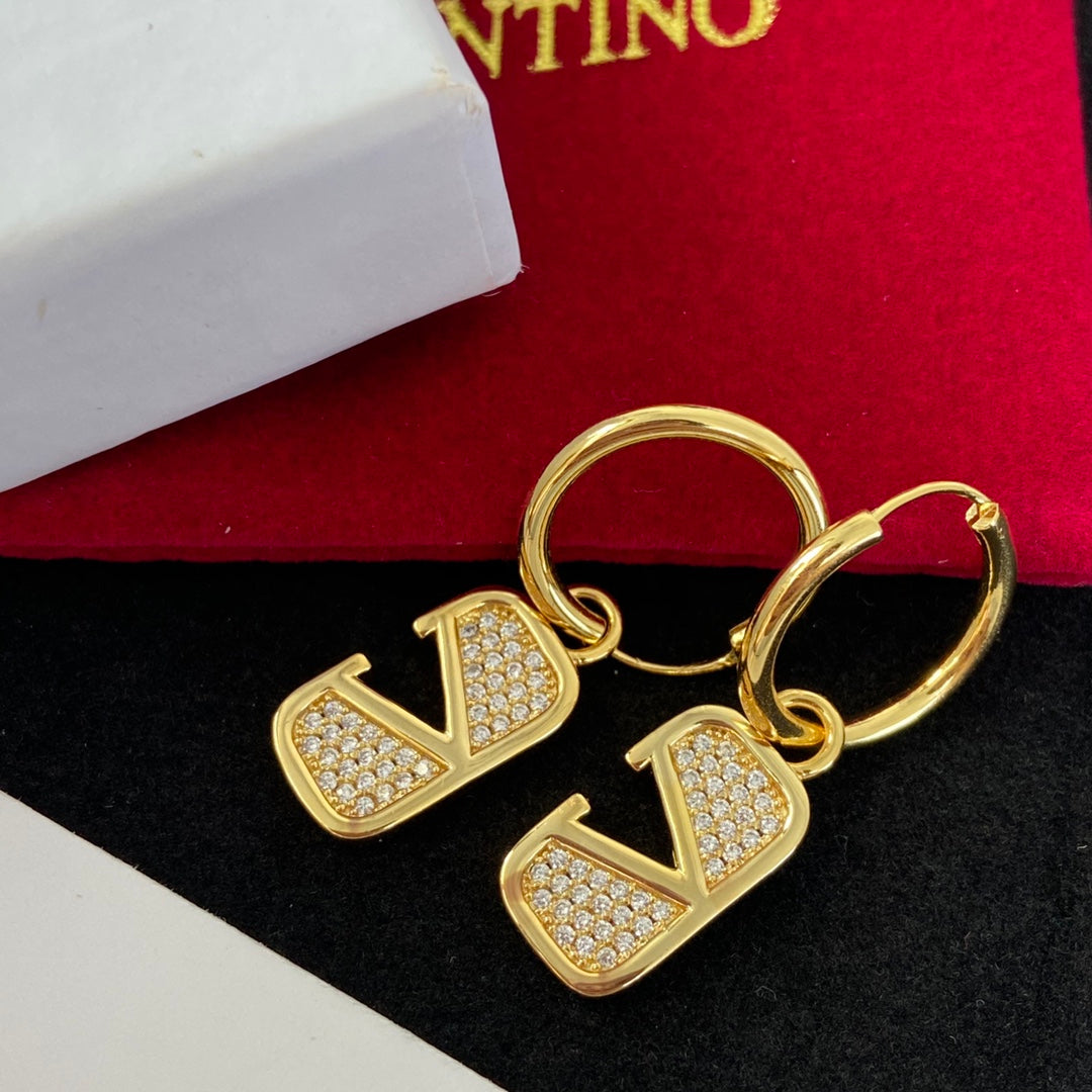 Sparkling Diamond Monogram Earrings