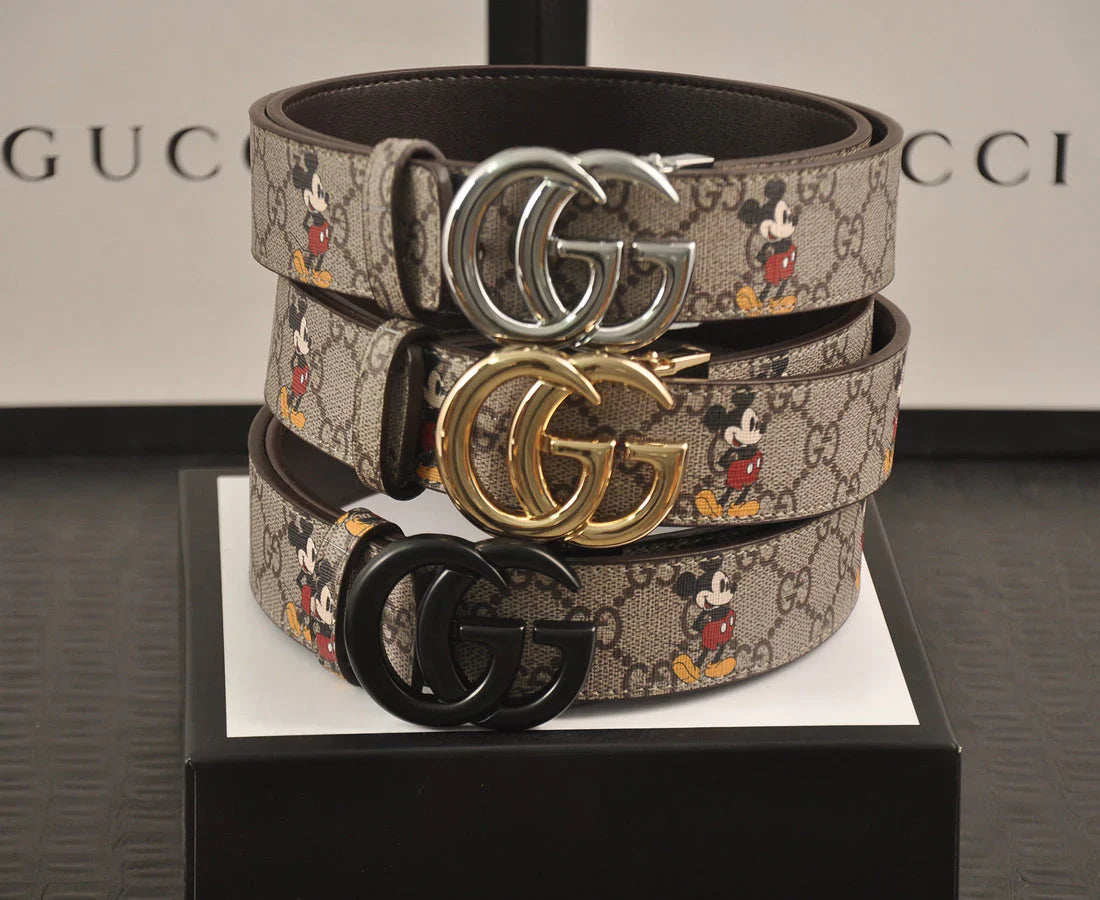 3-color luxury double G Mickey Mouse print belt