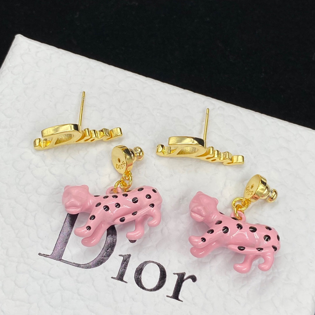 Pink Leopard Stud Earrings