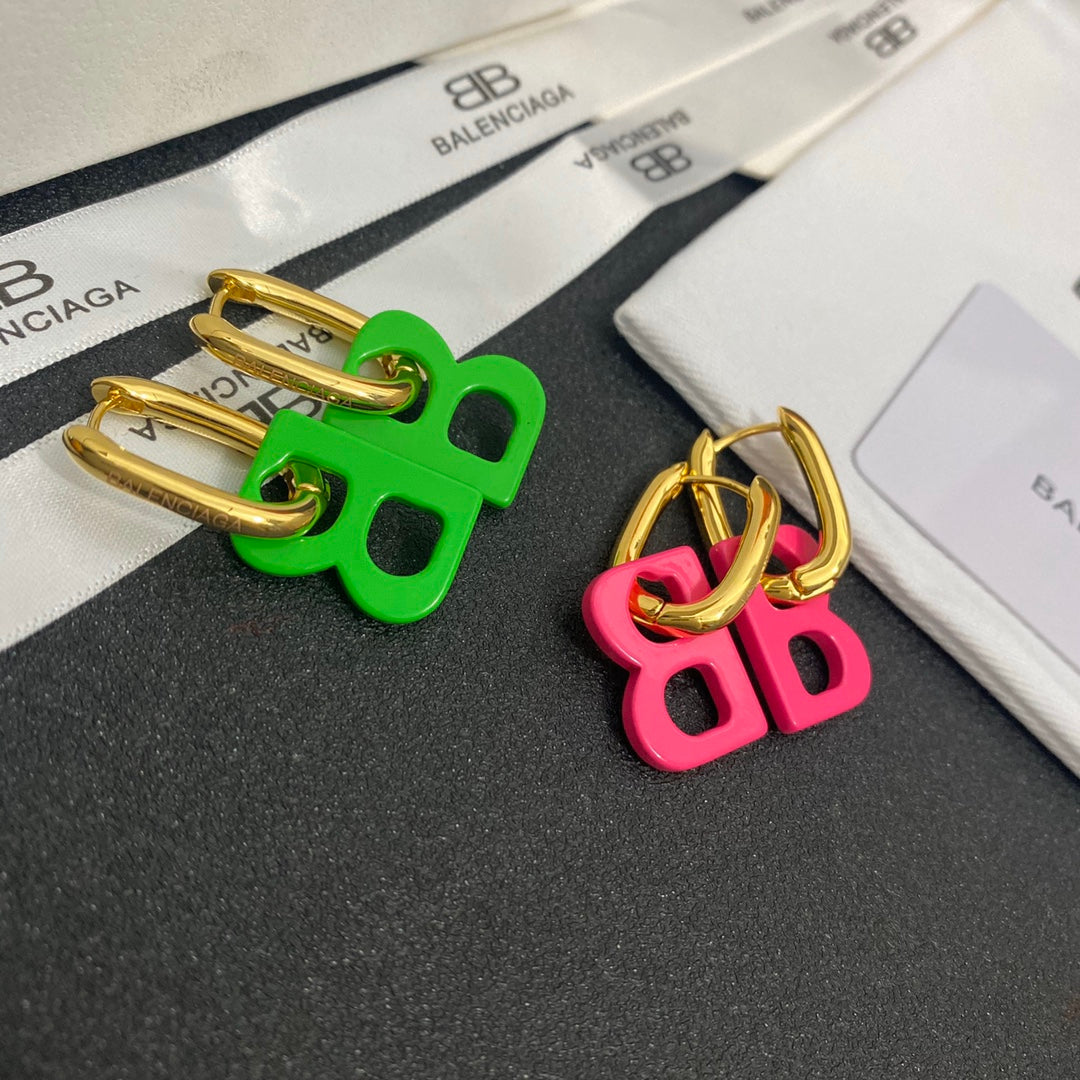 B Letter Logo Drop Earrings