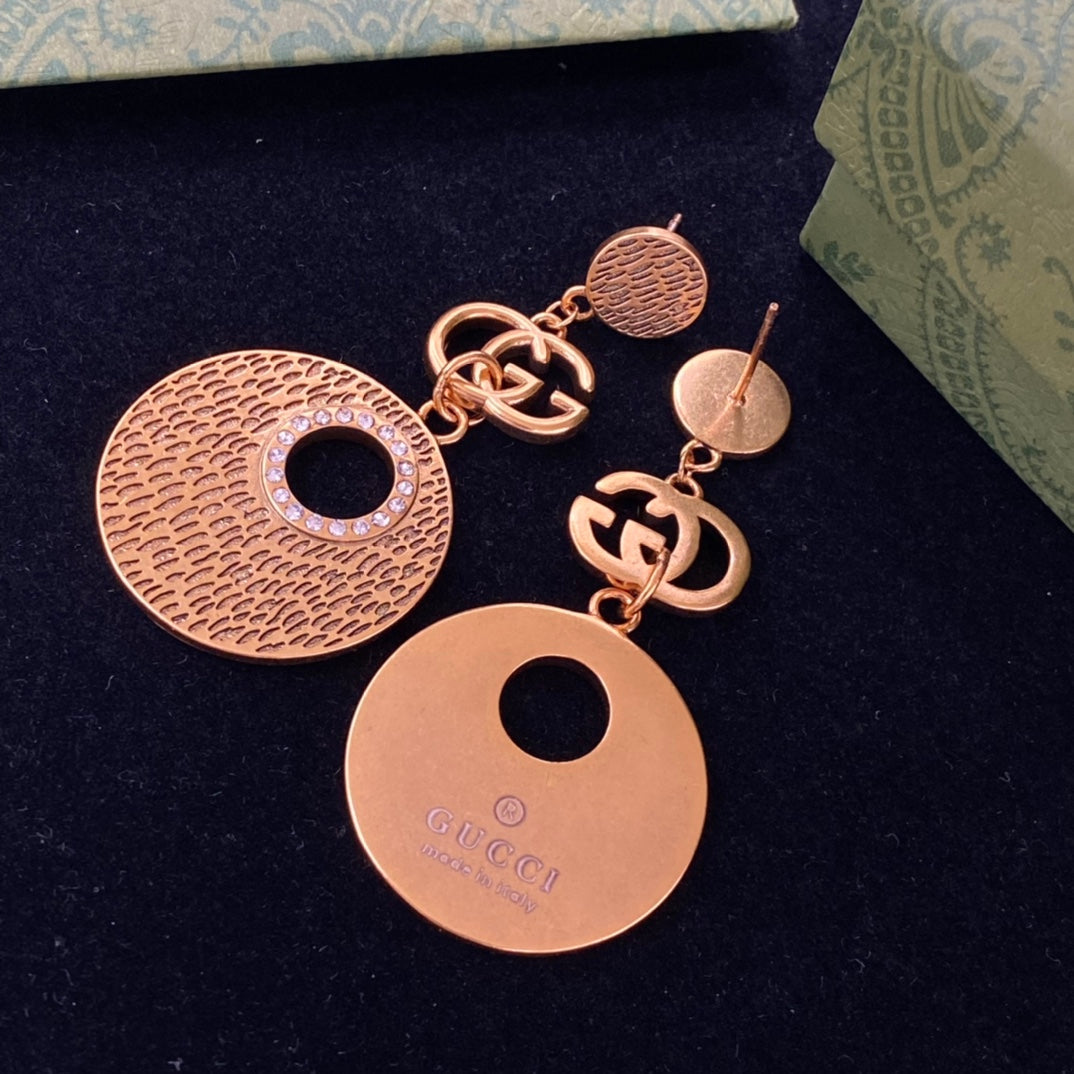 Vintage Letter Circle Earrings