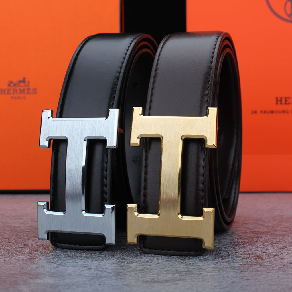 2 Colors Classic Alphabet Buckle Leather Belt