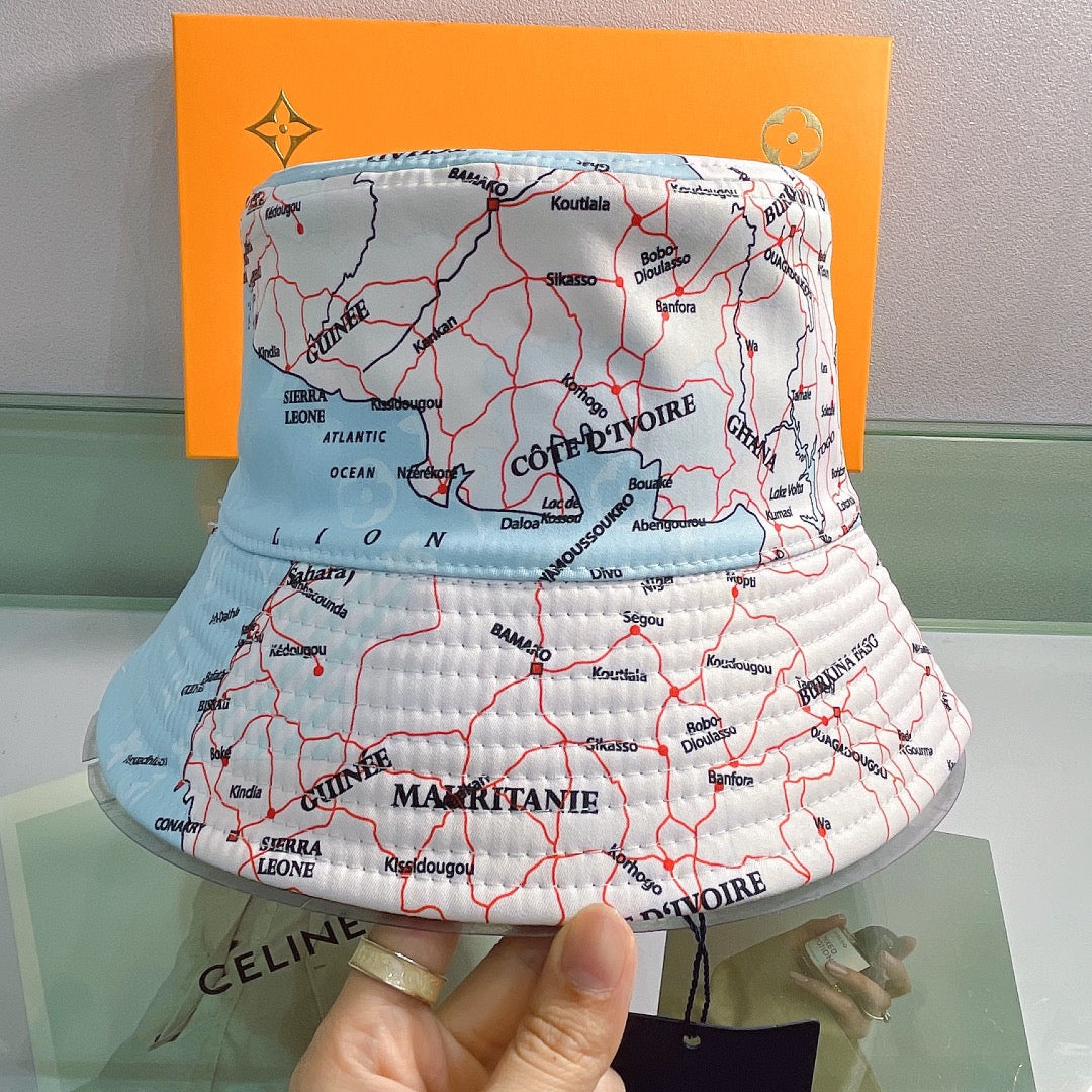 Map Monogram Double Sided Bucket Hat