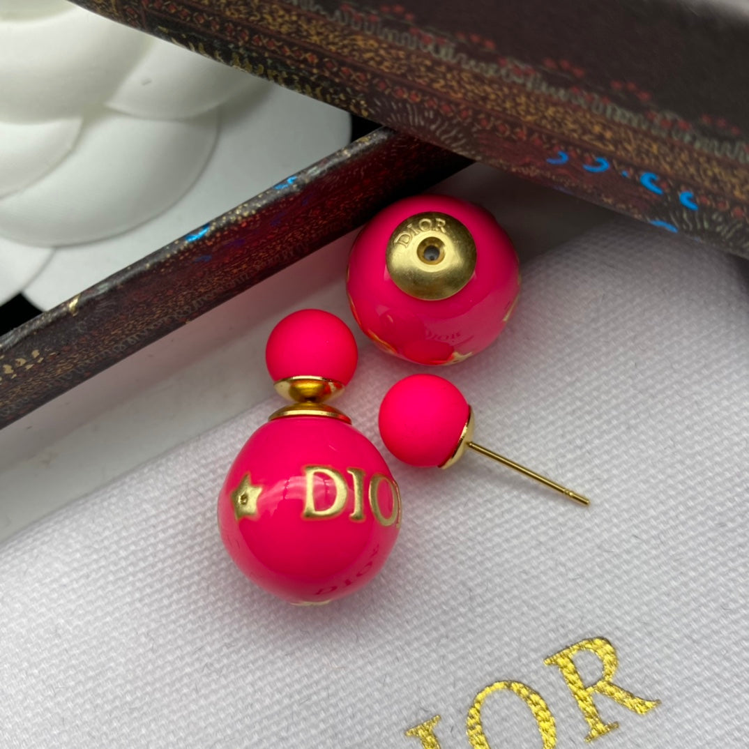 Pink Letter Star Earrings