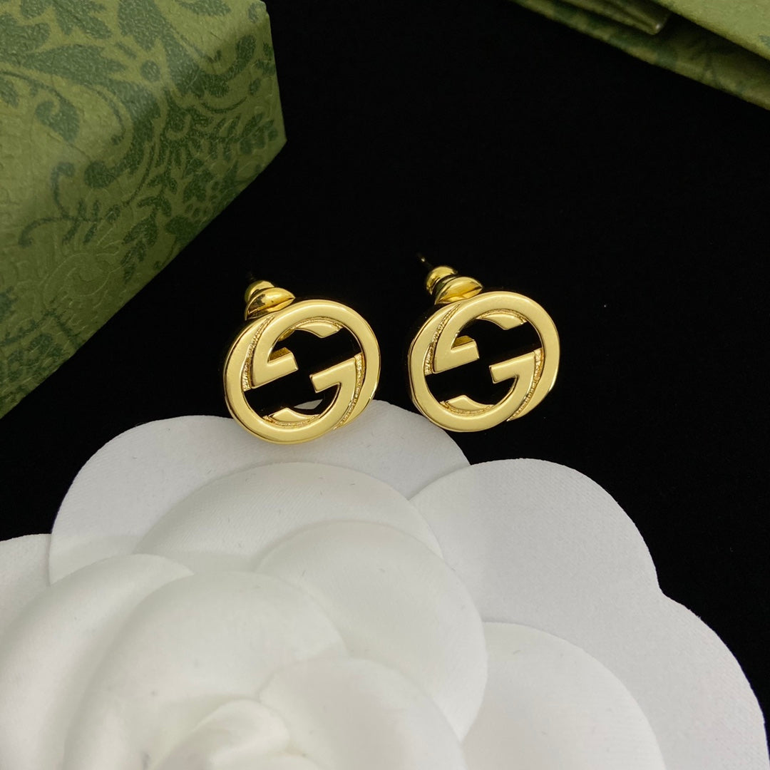 Simple Monogram Brass Stud Earrings