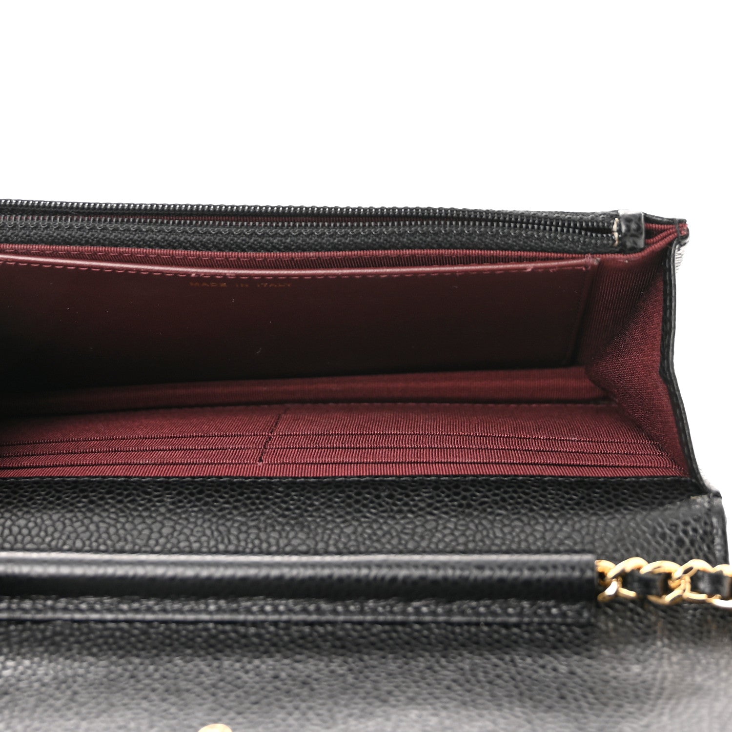 Caviar Quilted Wallet on Chain WOC Black