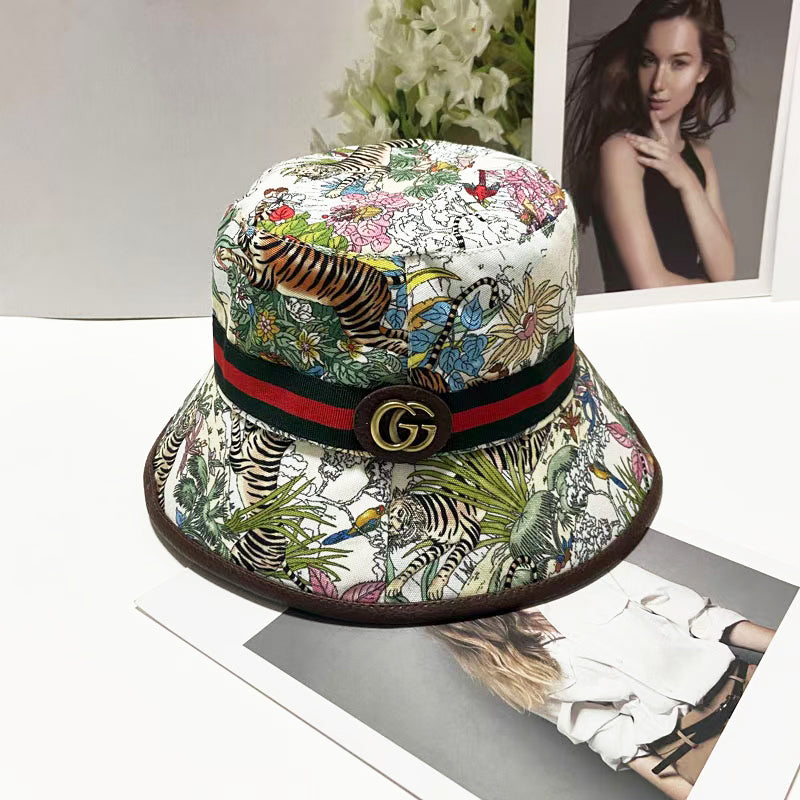 Jungle Print Metal Logo Bucket Hat