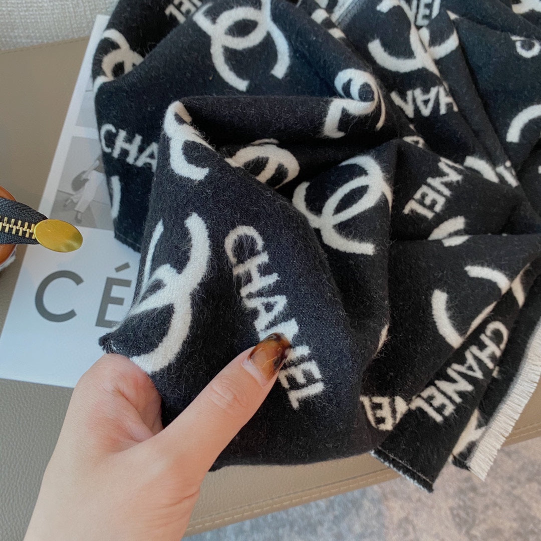 Monogram Letters Jacquard Cashmere Scarf