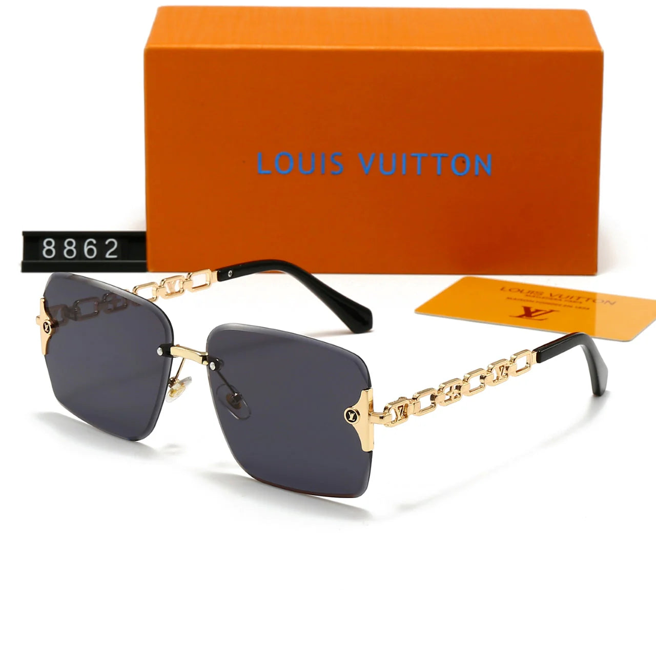 Frameless metal large frame sunglasses