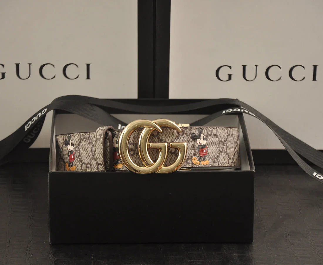 3-color luxury double G Mickey Mouse print belt