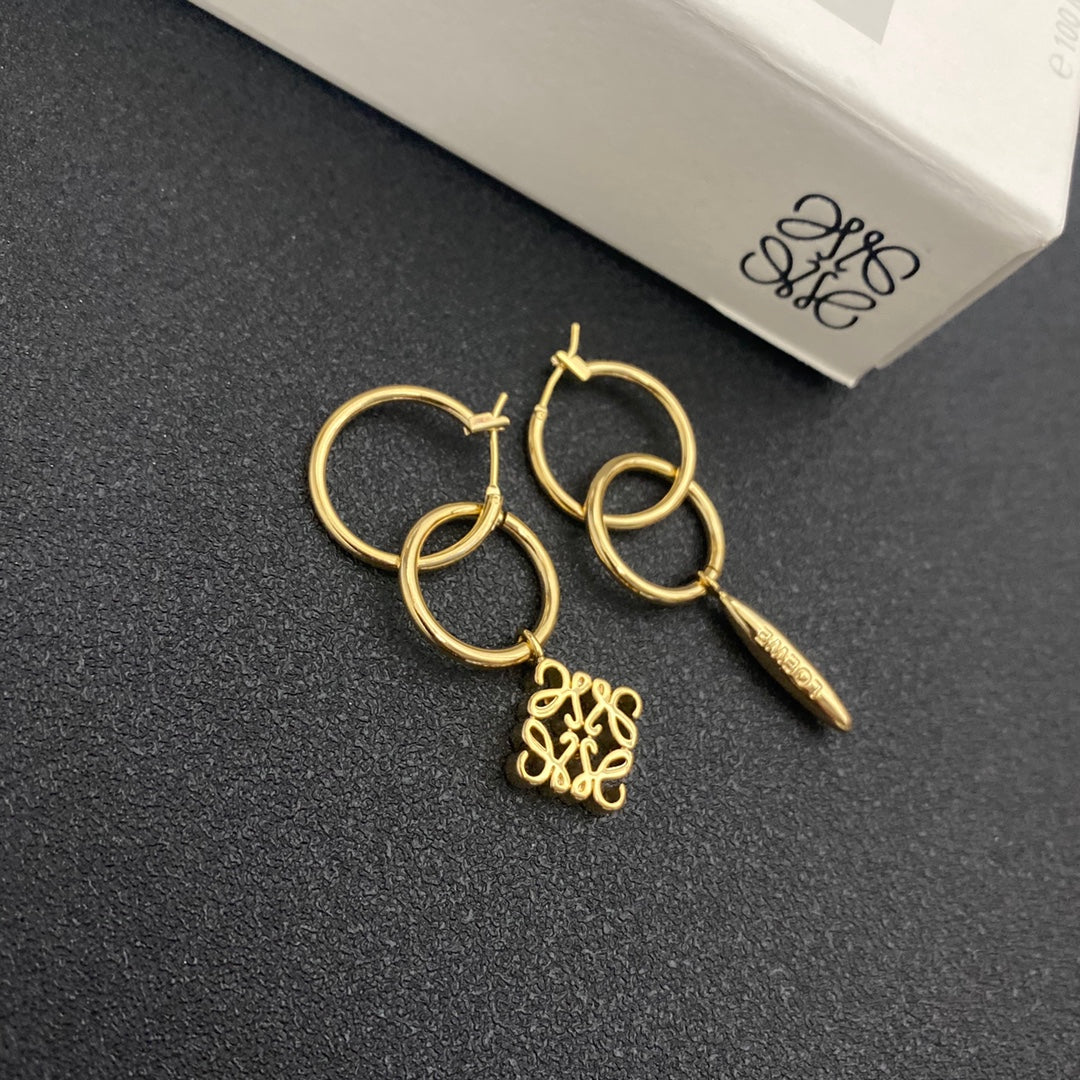 Double Hoop Asymmetric Earrings