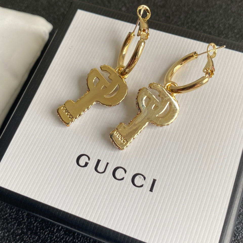 Double G Diamond Key Earrings