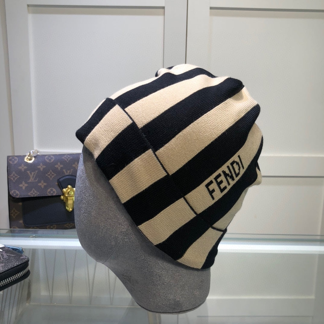 Classic Striped Cashmere Knit Hat