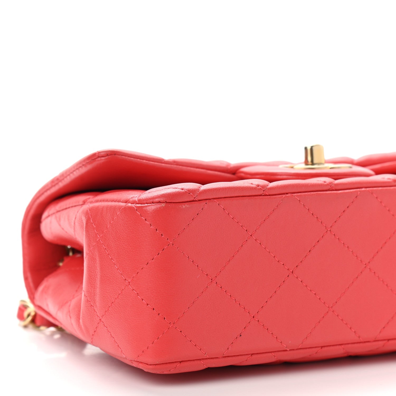 Lambskin Quilted Mini Rectangular Flap Red